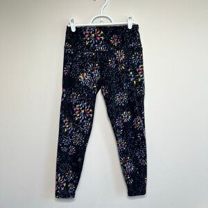 Sweaty Betty Black Faceted Floral Crop Leggings 6 Women